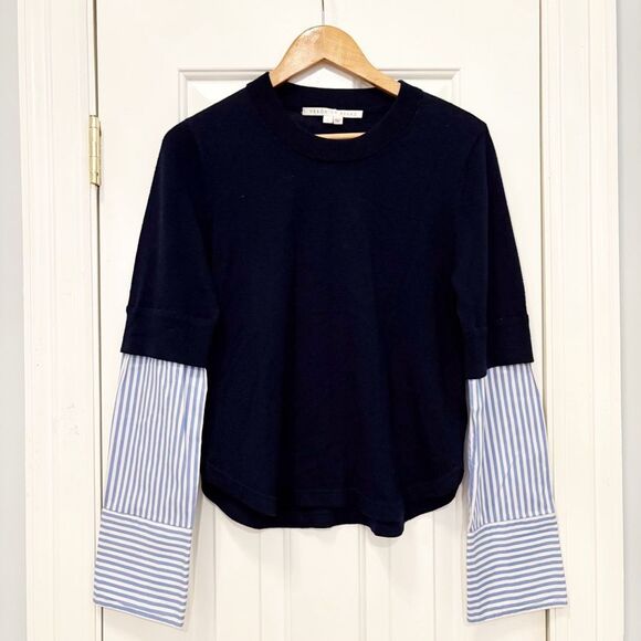 Veronica Beard Roscoe 100% Merino Wool sweater Navy Blue Size Large - Picture 5 of 10